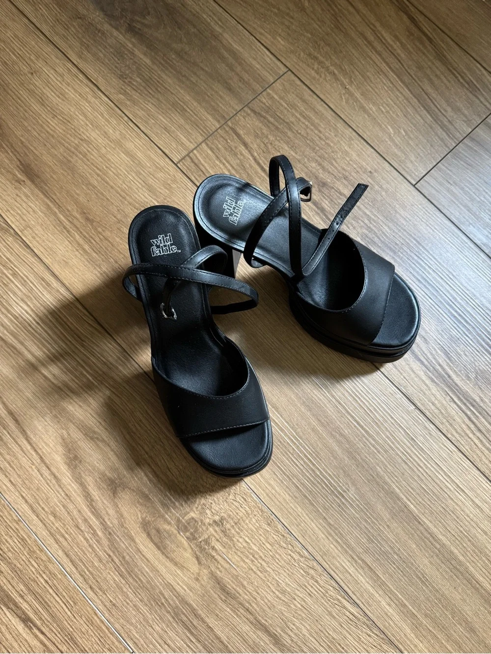 wild fable Black Platform Block Heel Sandals with Ankle Strap